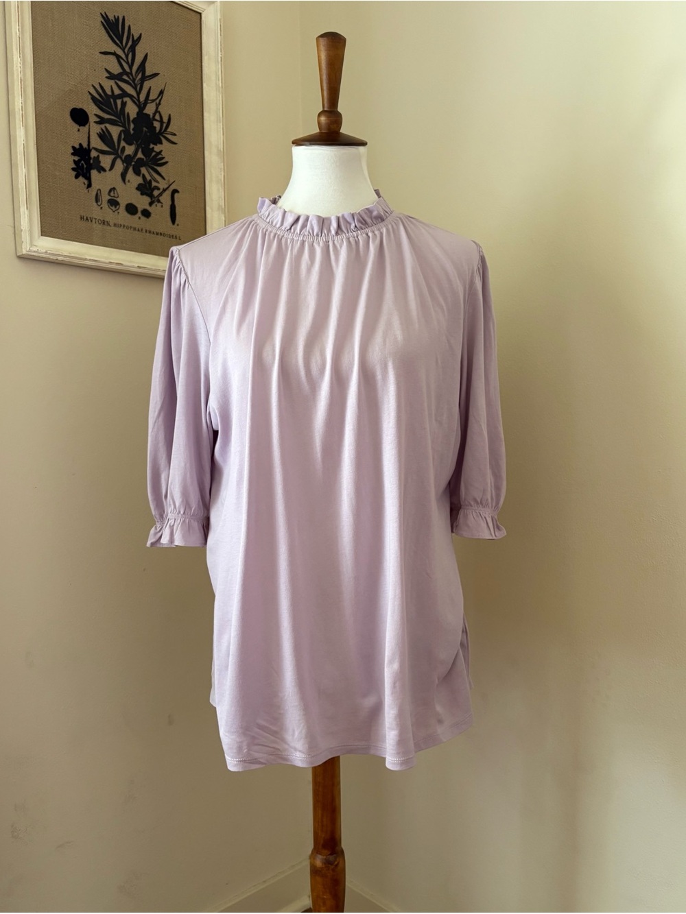 NWT Loft Women's Ruffle Neck Puff Sleeve Top - Lavender